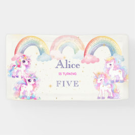 Magische Einhörner und Regenbogen Aquarellfarben G Banner