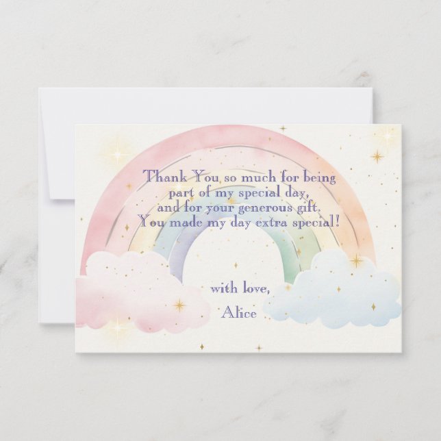 Magische Einhörner und Regenbogen Aquarellfarben G Dankeskarte (Vorderseite)