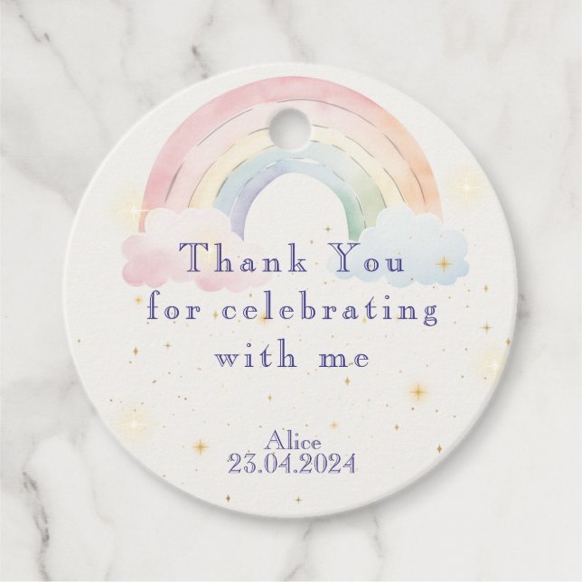 Magische Einhörner und Regenbogen Aquarellfarben G Geschenkanhänger (Vorderseite)