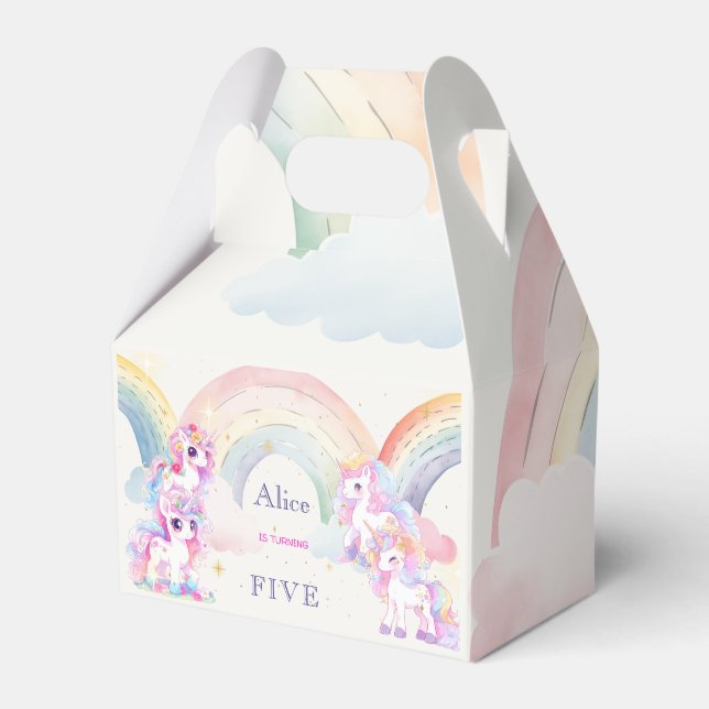 Magische Einhörner und Regenbogen Aquarellfarben G Geschenkschachtel (Vorderseite)