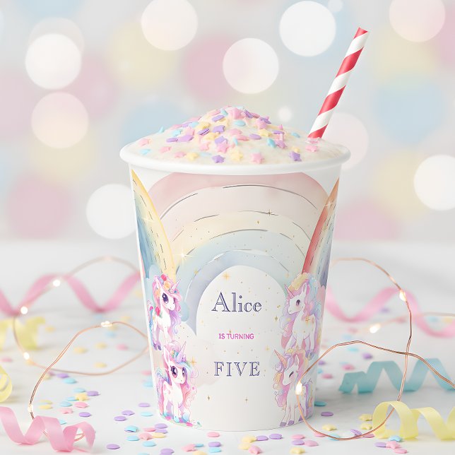 Magische Einhörner und Regenbogen Aquarellfarben G Pappbecher (Von Creator hochgeladen)