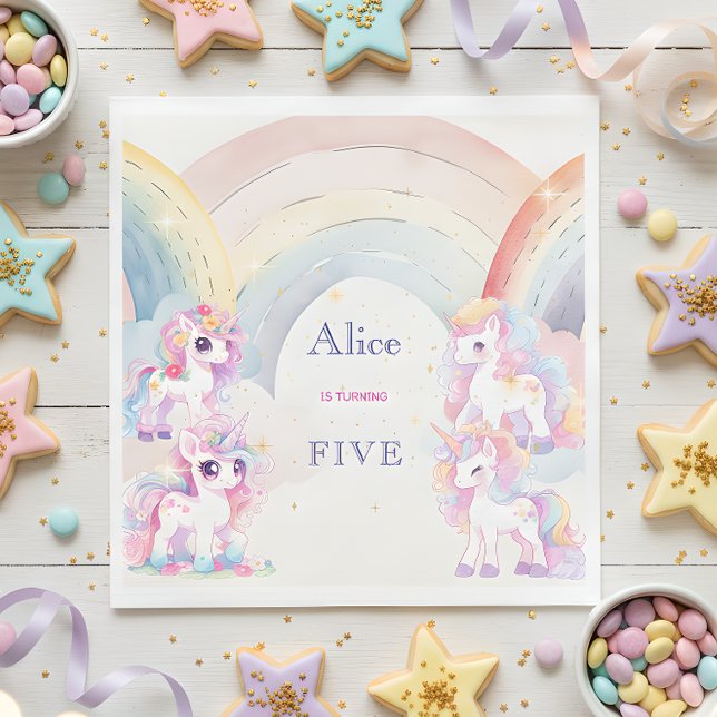 Magische Einhörner und Regenbogen Aquarellfarben G Serviette (Von Creator hochgeladen)