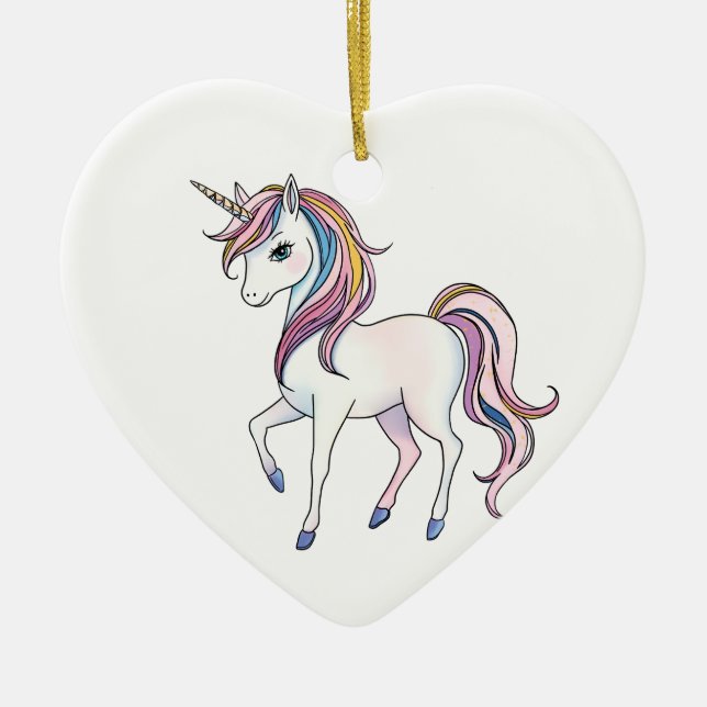 Magische Einhornträume - Whimsical Fantasy Design Keramik Ornament (Vorne)