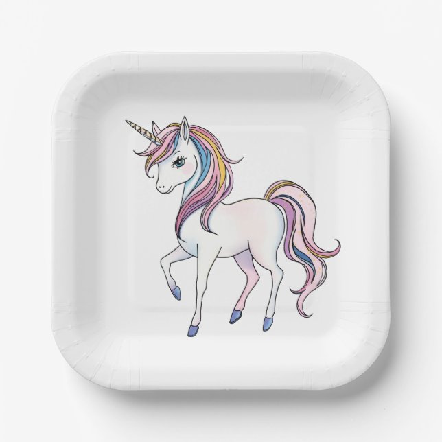 Magische Einhornträume - Whimsical Fantasy Design Pappteller (Vorderseite)