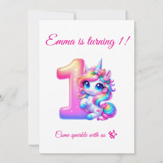 Magische Einladung zum 1. Geburtstag zum Bearbeite
