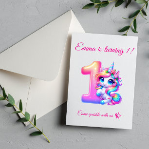 Magische Einladung zum 1. Geburtstag zum Bearbeite