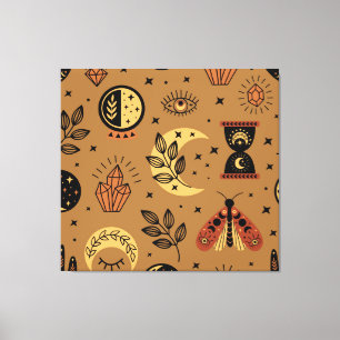 Magische Elemente: Verzaubertes, nahtloses Muster Leinwanddruck