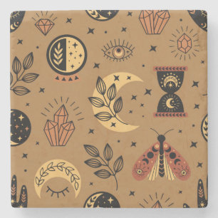 Magische Elemente: Verzaubertes, nahtloses Muster Steinuntersetzer