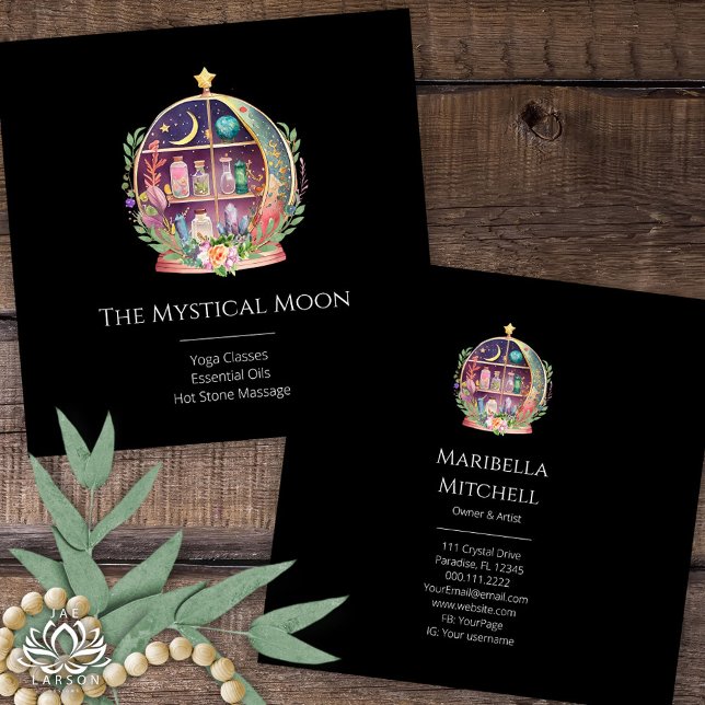 Magische Essenzielle Öle Apotheke Yoga Kristalle Quadratische Visitenkarte (Von Creator hochgeladen)