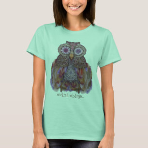 Magische Eule. Collage mit Spitze und Federn T-Shirt