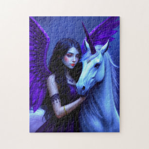 Magische Faibe mit Einhorn mit Lila und blau Puzzle