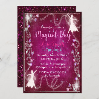 Magische Fairy Pink Starry Night Birthday Party Einladung