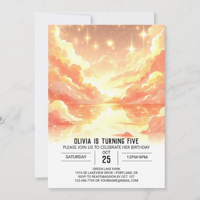 Magische Fantasie Celestial Digital Geburtstag Einladung (Vorderseite)