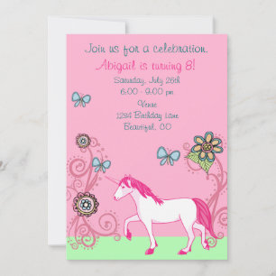 Magische Fantasie Einhorn Girl's Geburtstagseinlad Einladung