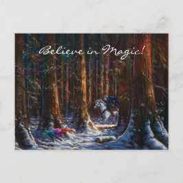 Magische Fantasie Winterwald und Magicfox Postkarte