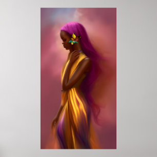 Magische Fantasy-Afrikanerin bunte Haare 4 Poster