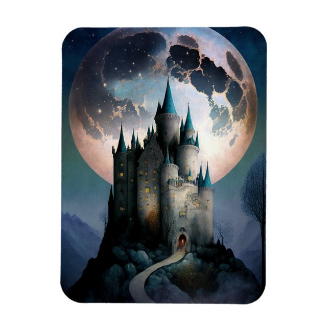 Magische Fantasy Burg Vollmond Magnet (Vertikal)