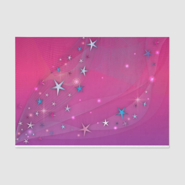 Magische Fantasy Dreamy Celestis Stars auf Magenta Seidenpapier (Vorderseite)