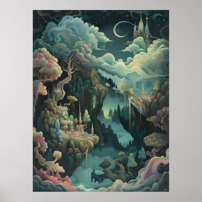 Magische Fantasy Landschaft magische Mysterienprin Poster (Vorne)