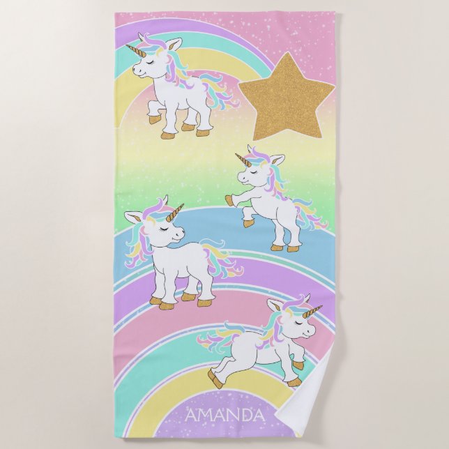 Magische Farbeneinhörner 🦄 Strandtuch (Vorderseite)