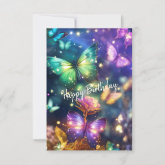 Magische Farbenfrohe Butterfly Geburtstagskarte Einladung
