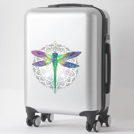 Magische farbenfrohe Libelle Mandala Aufkleber