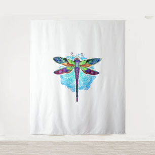 Magische farbenfrohe Libelle Mandala Wandteppich