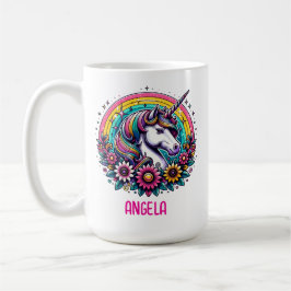 Magische Farbenspiel-Einhorn und Regenbogen Person Kaffeetasse