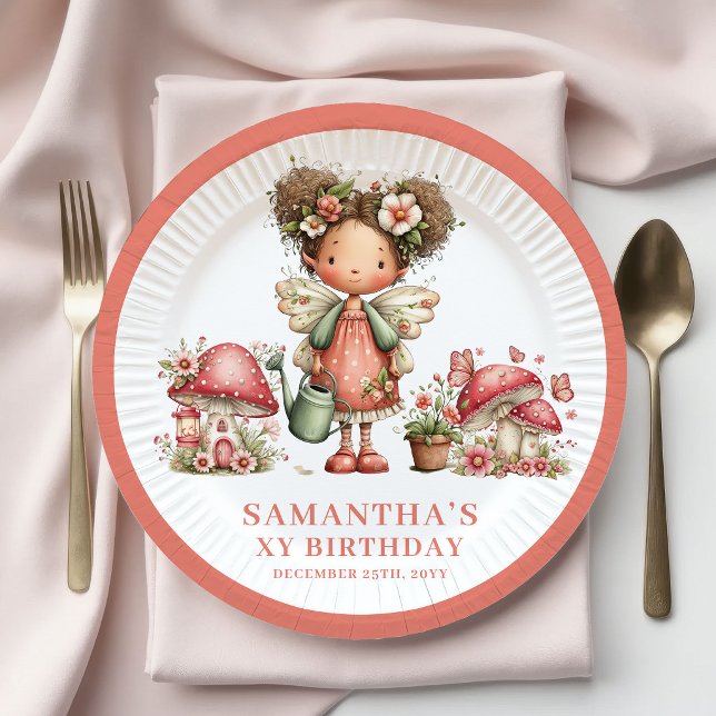 Magische Fee 5. Geburtstag Rosa Pilzteller Pappteller (Magical Fairy 5th Birthday Pink Mushroom Plates)