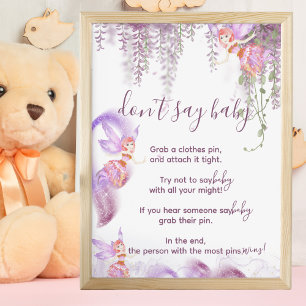 Magische Fee Say Baby Shower Game Sign Poster