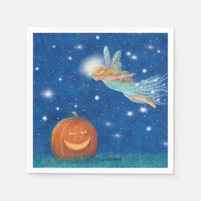 Magische Fee und Jack O'Lantern Halloween-Party Serviette (Vorderseite)