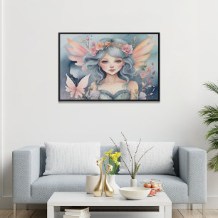 Magische Feen-Blumen-Kunstwerke mit KI in Wasserfa Poster