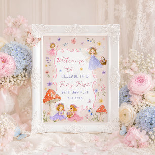 Magische Feen-Blumen-Mädchen-Geburtstags-Willkomme Poster