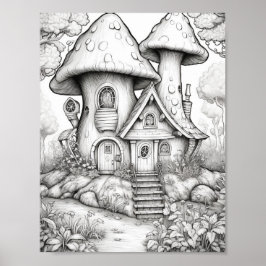 Magische Feenhäuser Erwachsenenfarben Poster