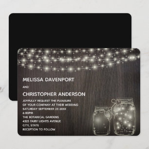 Magische Feenlichter & Mason-Gläser Hochzeitseinla Einladung