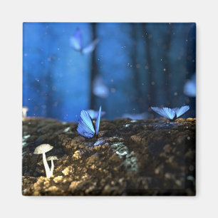 Magische Feenwälder mit Schmetterlingen und Pilzen Magnet