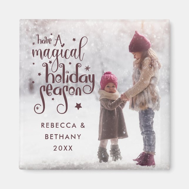 Magische Feiertage Jahreszeit Foto Namen Jahr Weih Magnet (Vorne)