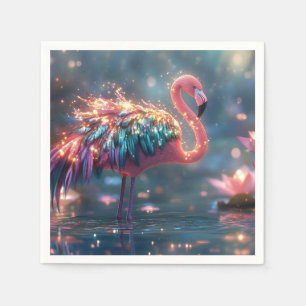 Magische Flamingo Fantasy Kunst mit farbenfrohen F Serviette