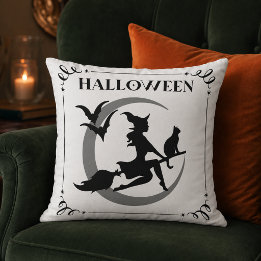 Magische fliegende Hexen-Halloween-Typografie Kissen