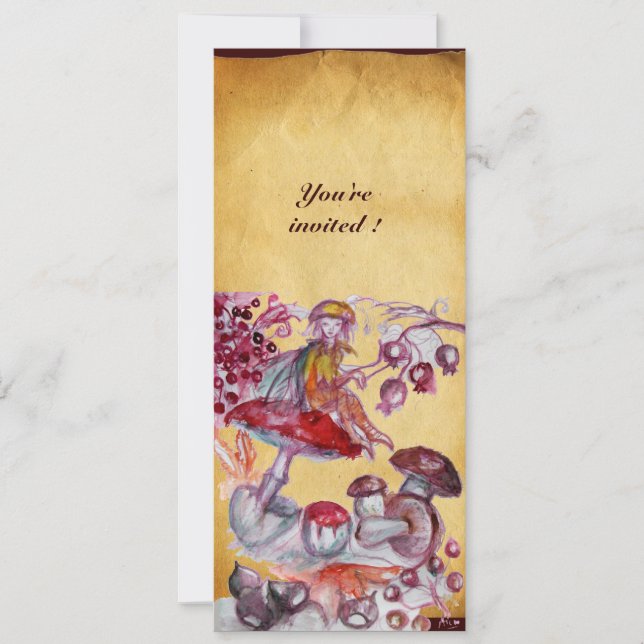 MAGISCHE FOLLETT VON MUSHROOMEN Perchment Einladung (Vorderseite)