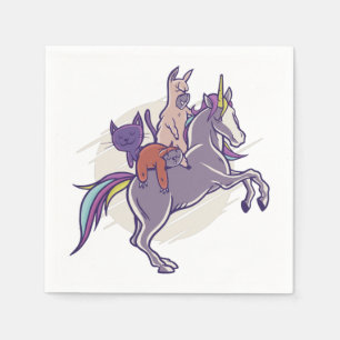 Magische Freunde   Einhorn, Alpaca, Kitten, Sloth Serviette