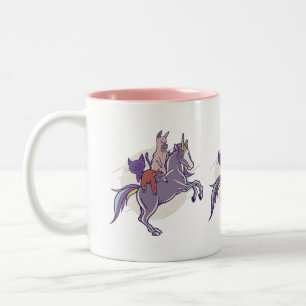 Magische Freunde   Einhorn, Alpaca, Kitten, Sloth Zweifarbige Tasse