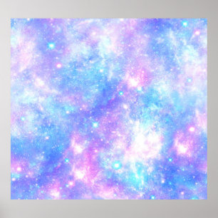 Magische Galaxie: Pink Blue Star Print Poster