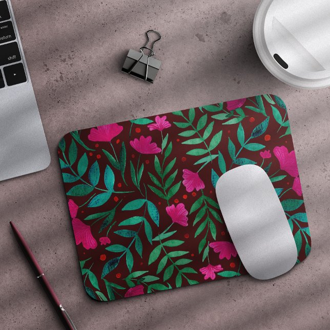 Magische Gartenmagenta und Grün Mousepad (Von Creator hochgeladen)