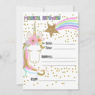 Magische Geburtstagsfeier Einhorn Geburtstag einla Einladung