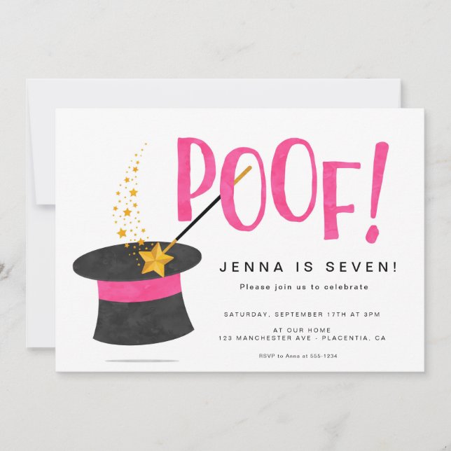Magische Geburtstagsparty Girl Magician Einladung (Vorderseite)