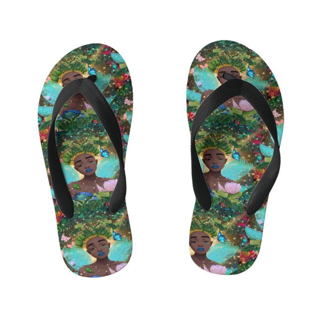 Magische Geschichte einer schwarzen afrikanischen  Kinderbadesandalen (Fußbett)