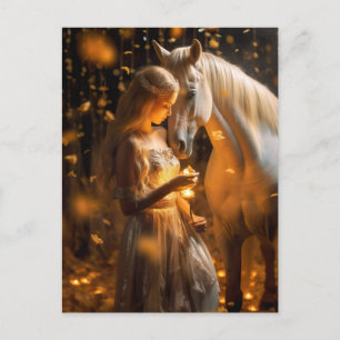 Magische Girl and Horse Fantasy Postkarte