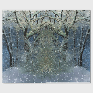 Magische Glittering Winter Wonderland Snowwald Geschenkpapier