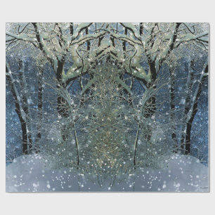 Magische Glittering Winter Wonderland Snowwald Geschenkpapier